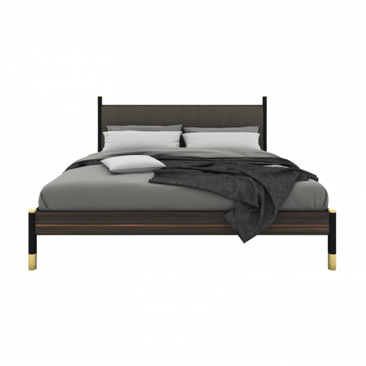 Bali Ebony Brown & Grey Fabric Kingsize Bedframe